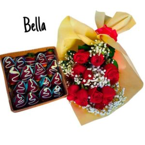 Ramo de rosas y chocolates Bella