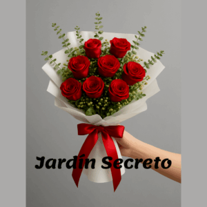 Jardín secreto ramo de rosas rojas